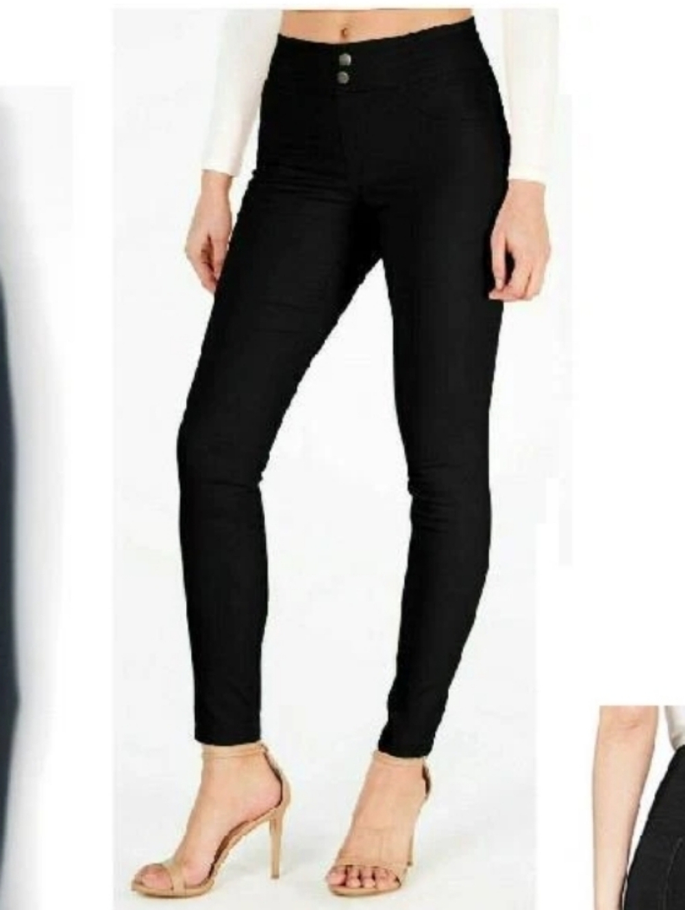 Hue Classic Smooth  Women Pull On  Denim  Leggings Black NWT Suze L